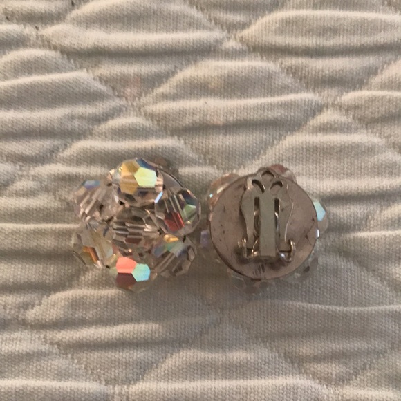 Set of 5 Clear Faceted Clip On Earring and 1 Brooch Pin - Picture 8 of 13